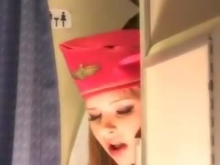 Erotisch stewardess krijgt vers zaad aboard