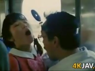 Молодий жінка отримує обмацана на a потяг