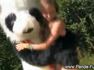 Fetish teen gets off with toy panda