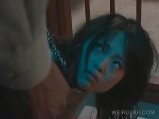 Chained Asian xxx video Slave Hardcore Mouth Fucked On Knees