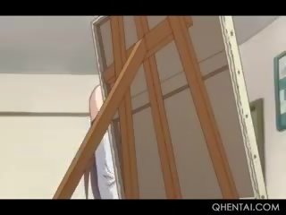 Outstanding hentai docka ger smashing titjobb och avsugning i badrum